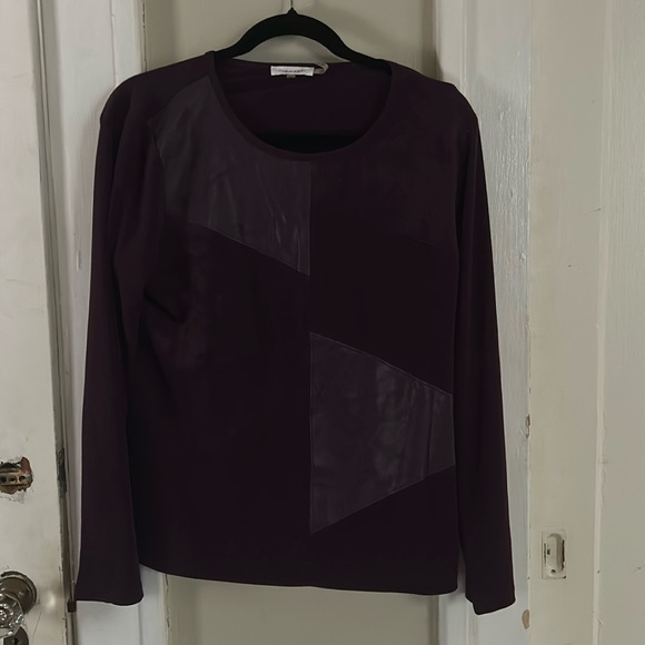 Calvin Klein purple long sleeve shirt- with leather patches - Picture 1 of 4